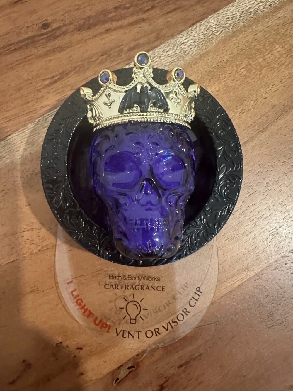 Bath & Body Works: Halloween Black & Purple Skull Light Up Car Vent Visor Clip
